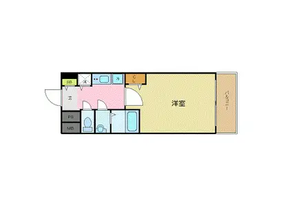 プレサンス扇町駅前(1K/13階)の間取り写真