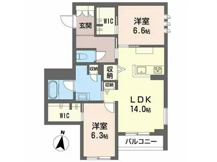 ALBEMARLE上杉(2LDK/3階)の間取り写真