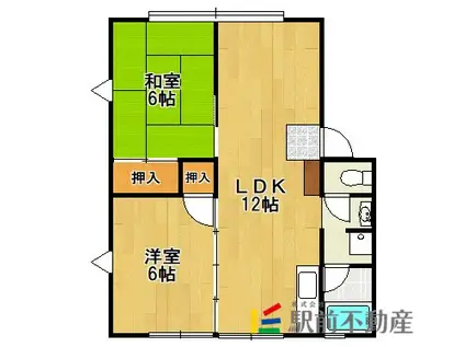 エクセレントハイツC(2LDK/1階)の間取り写真