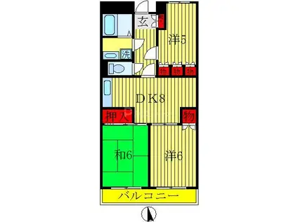 ニューコーポ高橋(3DK/2階)の間取り写真