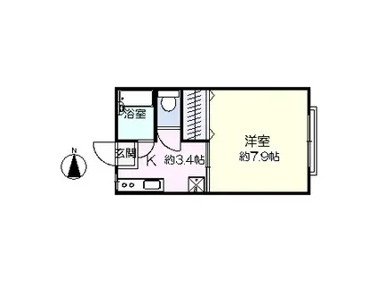 豊岡フーガトミー(1K/2階)の間取り写真