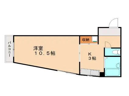 第3サンピア(1K/4階)の間取り写真