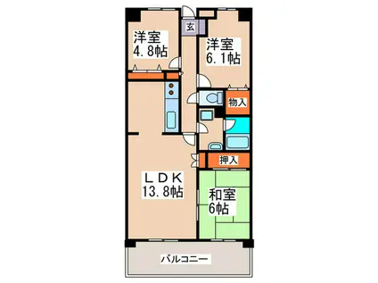 フェリエ藤が丘(3LDK/3階)の間取り写真