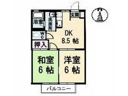 ヴィレッジ高島A棟(2DK/2階)の間取り写真