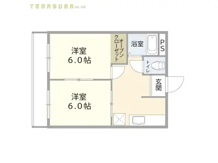 第1相野コーポ(2DK/2階)の間取り写真