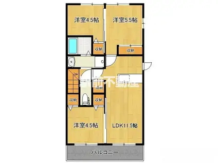 オスト蒲池II(3LDK/2階)の間取り写真