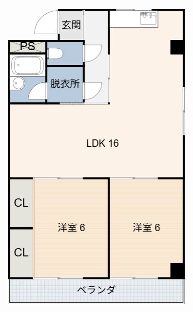 グランドビル永吉(2LDK/1階)の間取り写真