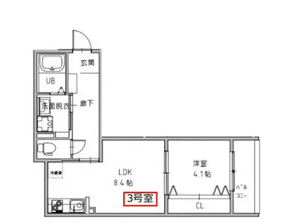 オガールコートフセ(1LDK/2階)の間取り写真