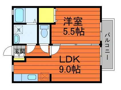 ビバリースクエアA(1LDK/1階)の間取り写真
