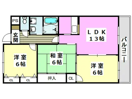 ヌーヴェレールIII(3LDK/3階)の間取り写真