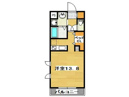 パルティール参番館(ワンルーム/4階)の間取り写真