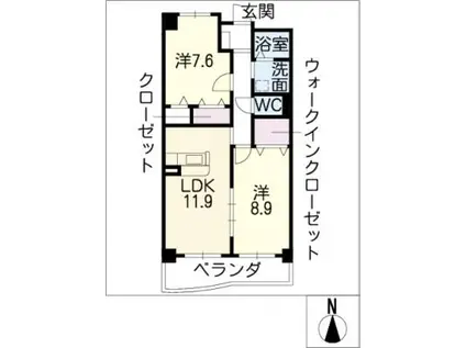 レトルダムール(2LDK/3階)の間取り写真