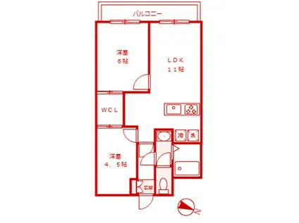 村田ビル&ネクステージ梶ヶ谷(2LDK/2階)の間取り写真