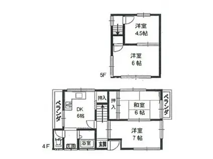 箕浦マンション(4DK/4階)の間取り写真