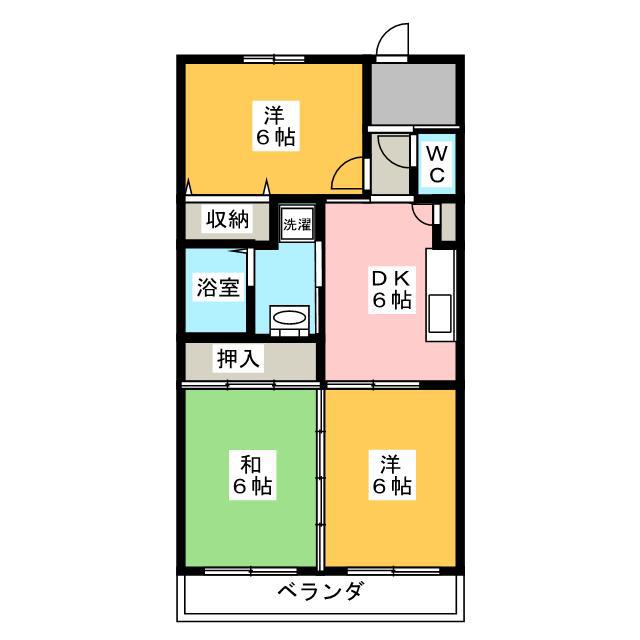キャロットハウス神田町(3DK/2階)の間取り写真