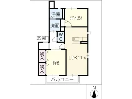 サンシャイン(2LDK/2階)の間取り写真