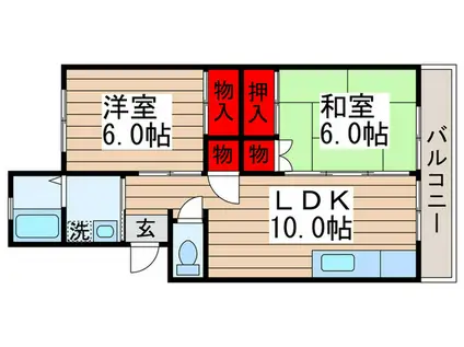 小松コーポI(2LDK/1階)の間取り写真