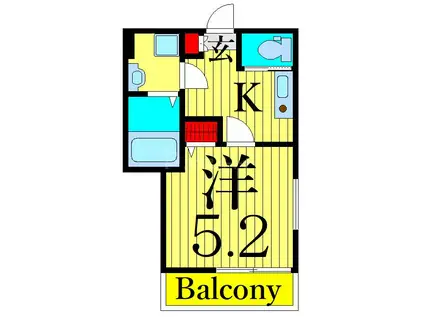 MELDIA江戸川(1K/1階)の間取り写真