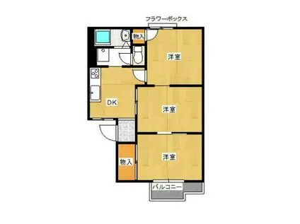 アーバンハウス気噴(3DK/2階)の間取り写真