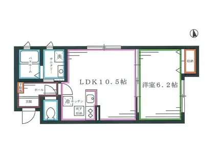 シャーメゾン弥生(1LDK/1階)の間取り写真