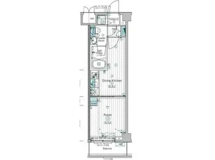MAXIV宮崎台(1DK/2階)の間取り写真