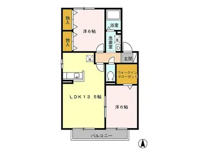 エイコーン南風台(2LDK/2階)の間取り写真