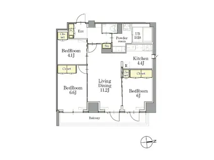 CLASSEUM仙台新寺通(3LDK/9階)の間取り写真