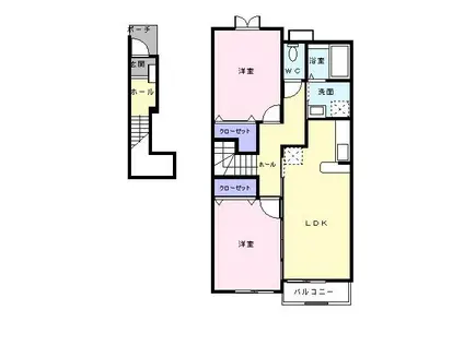 ヴィラ・ポポラーレII(2LDK/2階)の間取り写真