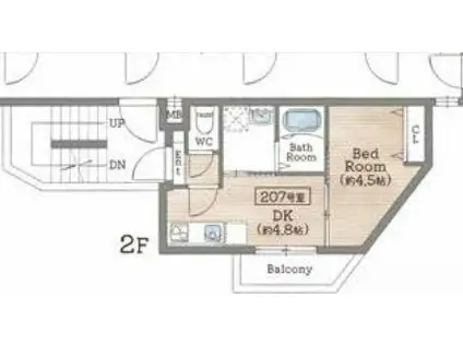 KORE・YIELD千里丘(1DK/2階)の間取り写真