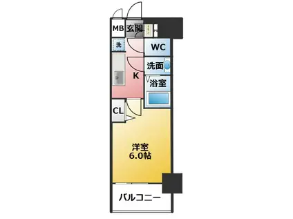 プレサンス東別院セレニス(1K/6階)の間取り写真