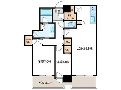 プレミストタワーズ札幌苗穂 AQUAGATE アクアゲート(2LDK/22階)の間取り写真