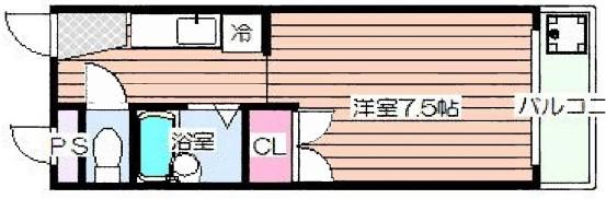 サンライズ箕面(1K/2階)の間取り写真