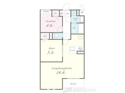 カーサク芥川(1SLDK/3階)の間取り写真