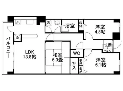 セントレアカマ V(3LDK/5階)の間取り写真