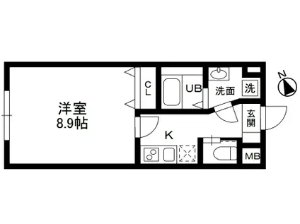 コンポジット門前仲町(1K/4階)の間取り写真