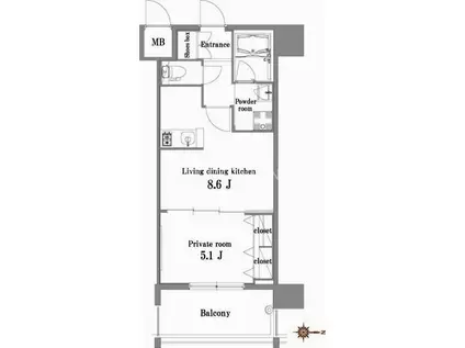 エンクレスト博多BELLE(1LDK/7階)の間取り写真