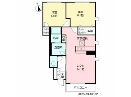 シャーメゾンハピネス(2LDK/1階)の間取り写真