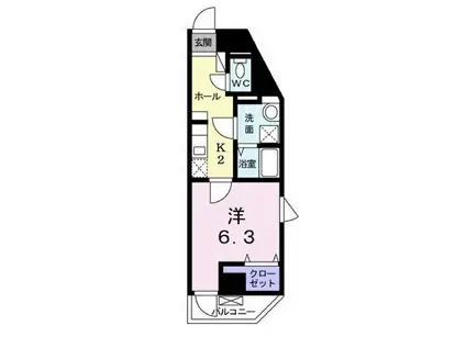 ベルジュネス春日町(1K/3階)の間取り写真