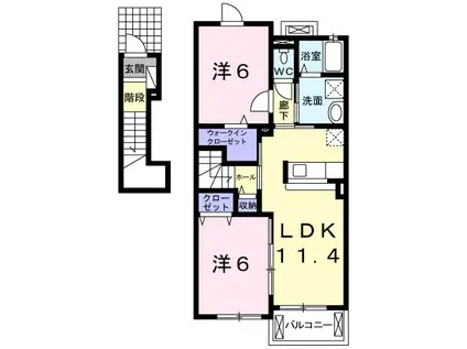 プラシード・カーサ(2LDK/2階)の間取り写真