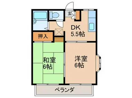 メゾンカナメ(2DK/2階)の間取り写真