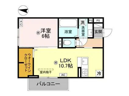 D-REGALO日光N(1LDK/3階)の間取り写真