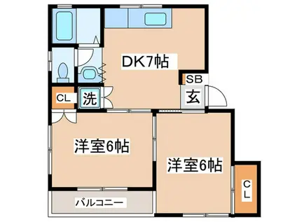 ロベェスト(2DK/2階)の間取り写真