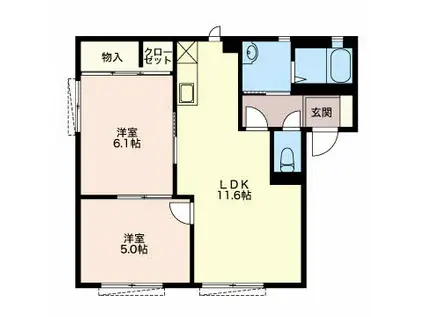 フラット大山(2LDK/1階)の間取り写真