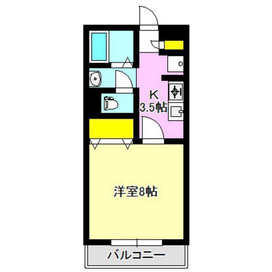 ソレイユT(1K/1階)の間取り写真