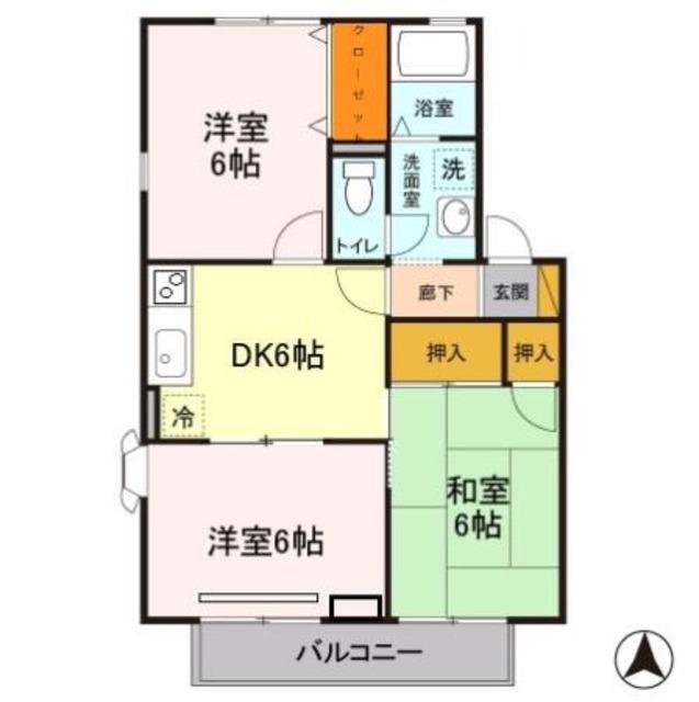 エステートUII(3DK/2階)の間取り写真