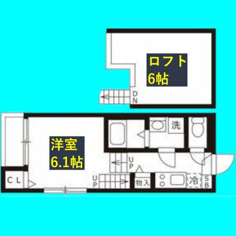 ハーモニーテラス大杉町II(1K/2階)の間取り写真