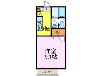 オレンジヒルズA(1K/1階)の間取り写真