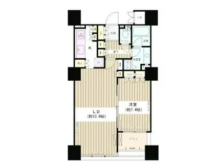 エンブレムコート明石町(1LDK/16階)の間取り写真