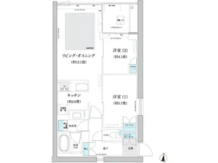 ガーデニエール砧 ウエスト(2LDK/4階)の間取り写真