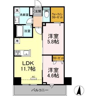 グランドソレイル(2LDK/1階)の間取り写真